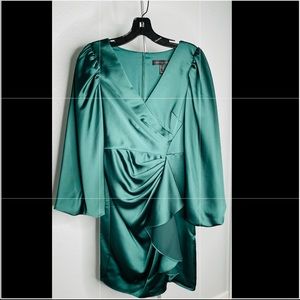 V-Neck Satin Leg Of Mutton Short Cocktail Dress